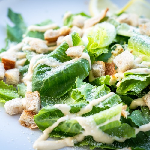 salad dressing on greens