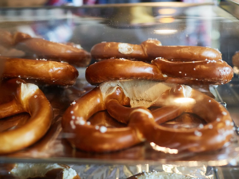 soft pretzel with sea salt in case