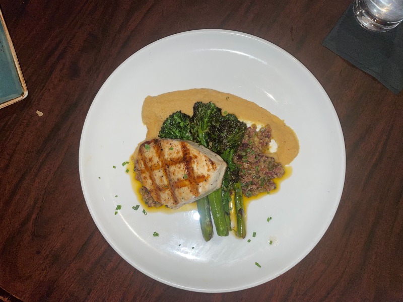 Parker's Restaurant swordfish with asparagus and grits 