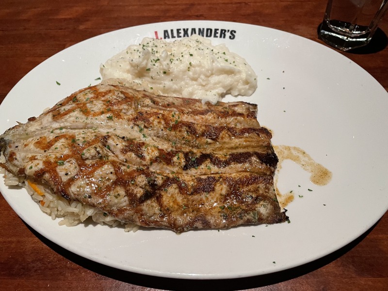 j alexander rainbow trout with mashed potatoes 