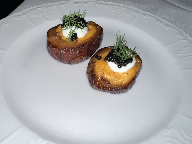 Prime and provisions appetizer potatoes with cheese and caviar