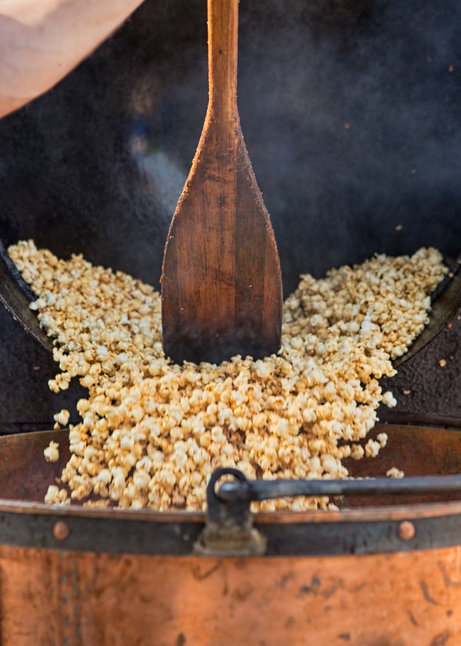 Kettle corn fresh from the pot