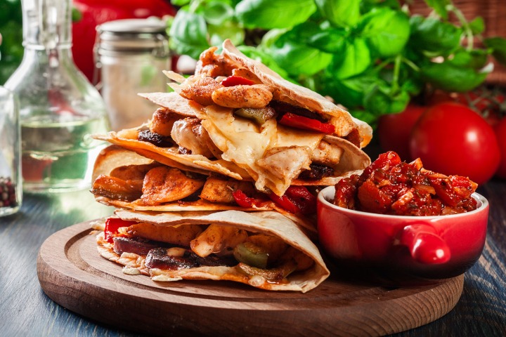 Chicken Quesadilla with salsa as a side