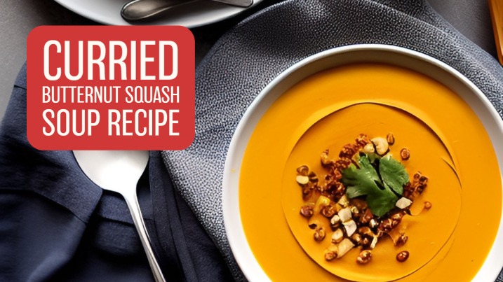Curried butternut squash soup recipe banner