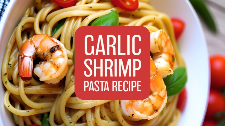 Garlic Shrimp Pasta recipe banner