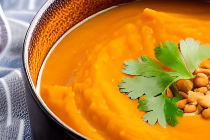 Lentil soup with garnish