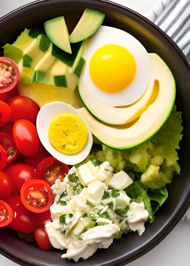 cobb salad with grey cloth
