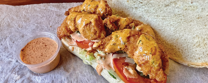 Captain Shrimp fried sandwich with special sauce